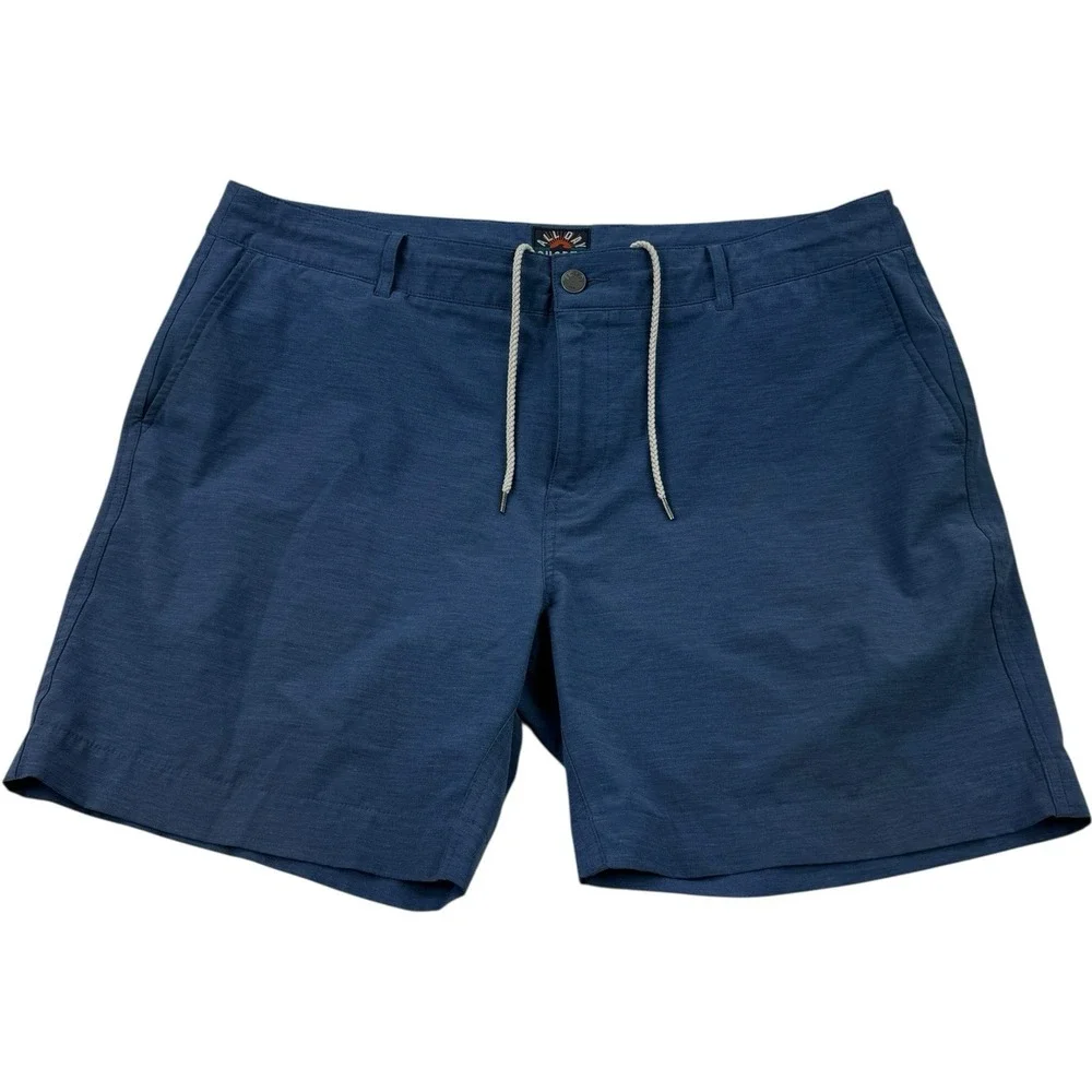 Faherty Blue Drawstring‎ All Day Shorts Cotton Spandex Zipper Pocket Men's 38x7